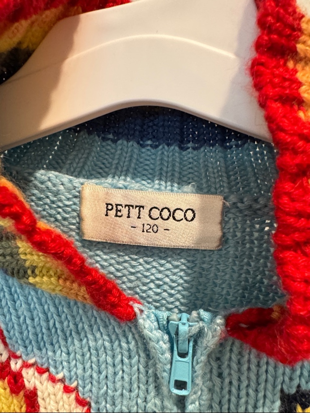 Pett Coco Kids' Light Blue Zip-Up Graphic Sweater - Picture 2 of 10